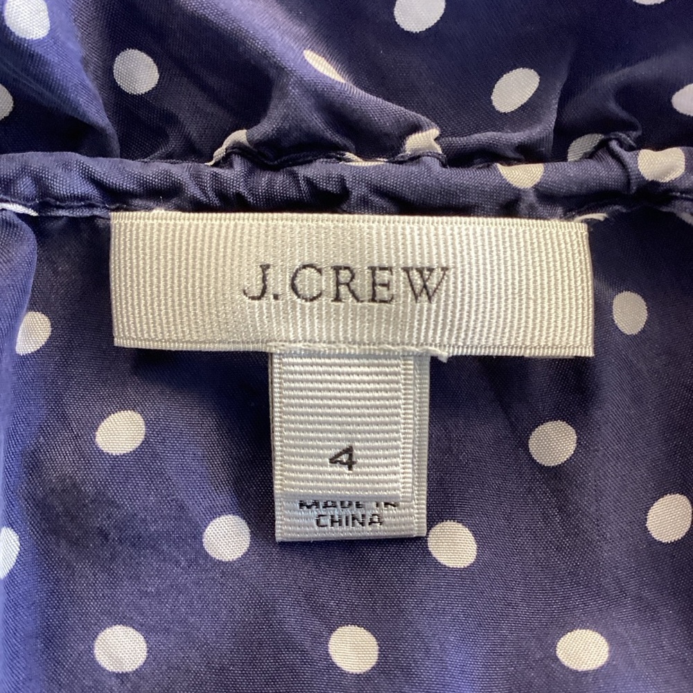 J. Crew Dark Blue and White Dot Sleeveless Blouse Sz 4 - Picture 6 of 8